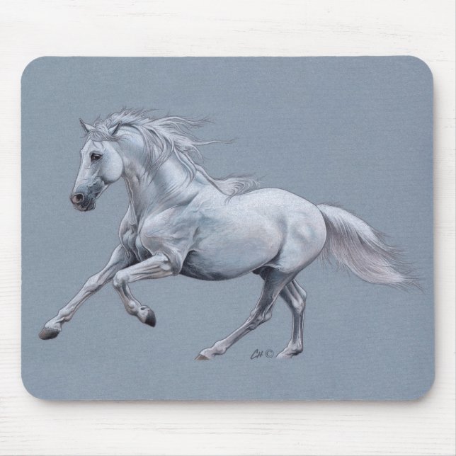 Alfombrilla De Ratón Caballo blanco Mousepad (Frente)
