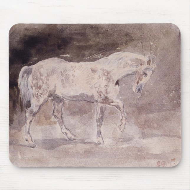 Alfombrilla De Ratón Caballo blanco (por Eugene Delacroix) (Frente)