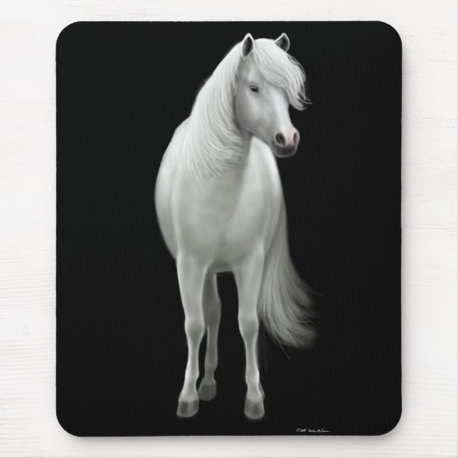 Alfombrilla De Ratón Caballo blanco salvaje Mousepad (Frente)