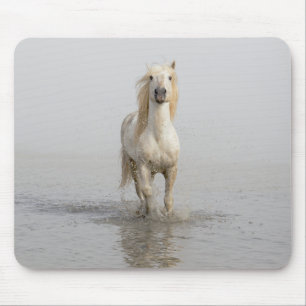 Alfombrilla De Ratón Caballo Camargue corriendo en el agua