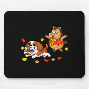 Alfombrilla De Ratón Caballo Chino Cavalier King Charles Spaniel Feliz 