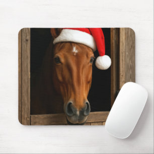 Alfombrilla De Ratón Caballo con gorro de Santa