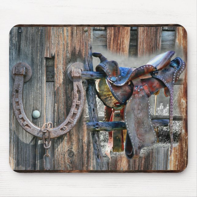 Alfombrilla De Ratón Caballo de caballo Herradura Rustic Mouse Pad (Frente)