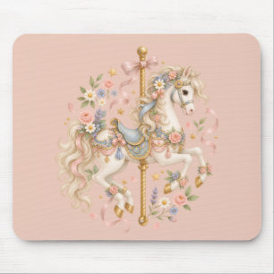 Alfombrilla De Ratón Caballo de carrusel elegante cuento de hadas franc