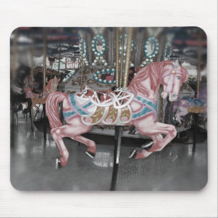 Alfombrilla De Ratón Caballo de carrusel rosa