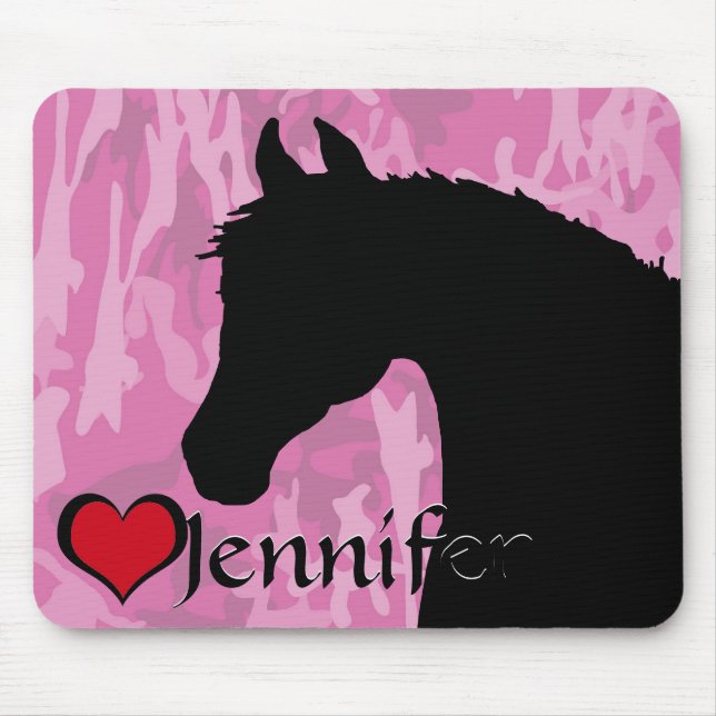 Alfombrilla De Ratón Caballo de Corazón (camo rosa) (Frente)
