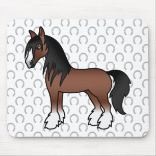 Alfombrilla De Ratón Caballo de Dibujos Animados Brown Gypsy Vanner Cly