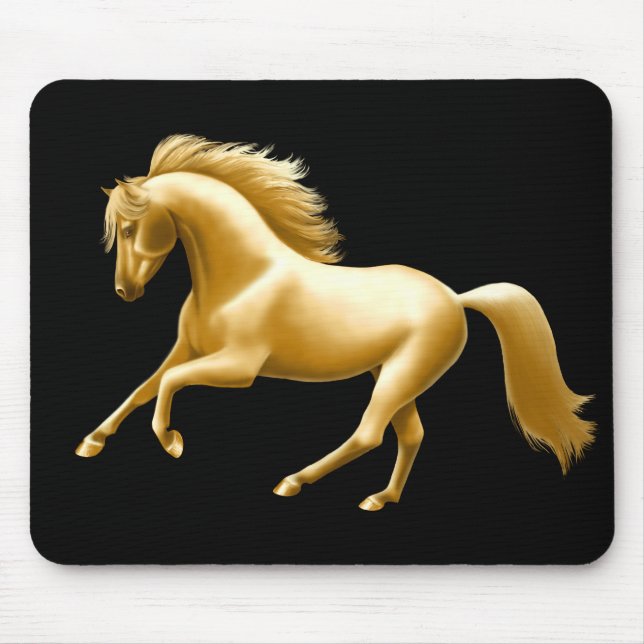 Alfombrilla De Ratón Caballo de oro galopante Mousepad (Frente)