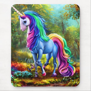 Alfombrilla De Ratón Caballo de unicornio colorido en el bosque 46567