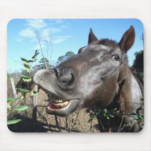 Alfombrilla De Ratón Caballo divertido del marrón de la cara (Frente)
