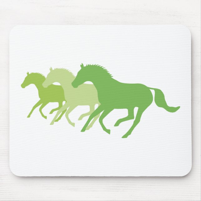 Alfombrilla De Ratón Caballo en marcha (verde) (Frente)