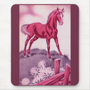 Alfombrilla De Ratón caballo feliz en rosa