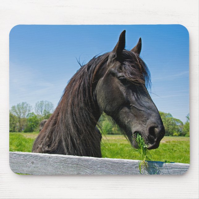 Alfombrilla De Ratón Caballo frisón negro (Frente)