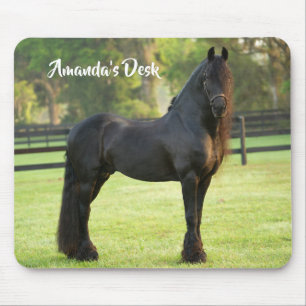 Alfombrilla De Ratón Caballo frisón negro personalizado