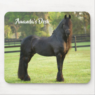 Alfombrilla De Ratón Caballo frisón negro personalizado