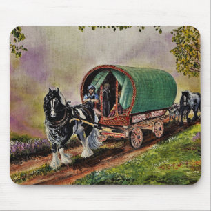 Alfombrilla De Ratón Caballo Gypsy Vanner Caravana irlandesa