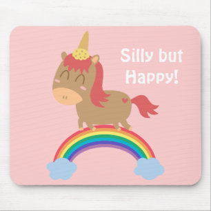 Alfombrilla De Ratón Caballo Marrón Kawaii intentando ser un Unicornio