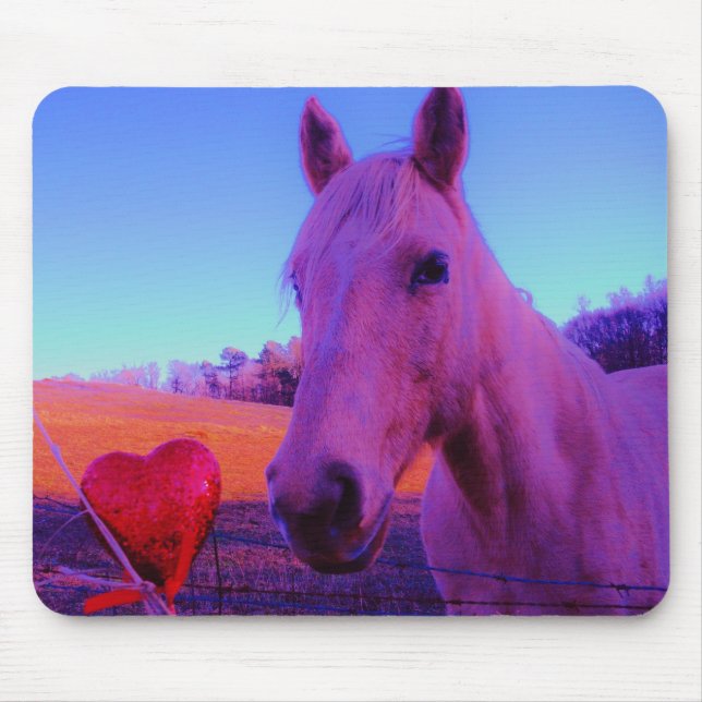Alfombrilla De Ratón Caballo marrón y corazón rojo (Frente)