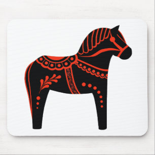 Alfombrilla De Ratón Caballo negro/rojo, frisón folclórico