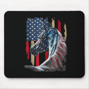 Alfombrilla De Ratón Caballo Patriótico Bandera De Usa Vintage Caballo 