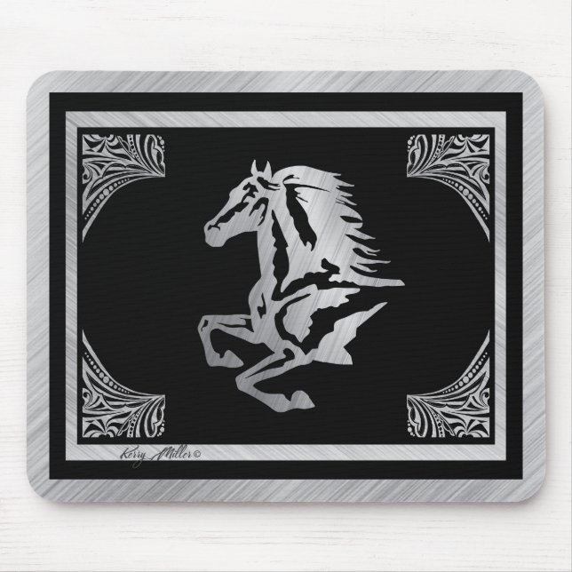 Alfombrilla De Ratón Caballo plateado clásico (Frente)