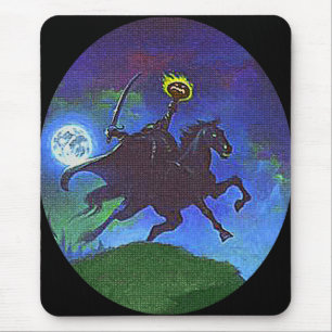 Alfombrilla De Ratón Caballo sin cabeza en luz azul