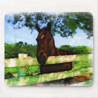 Alfombrilla De Ratón Caballo sobre la pintura de la cerca