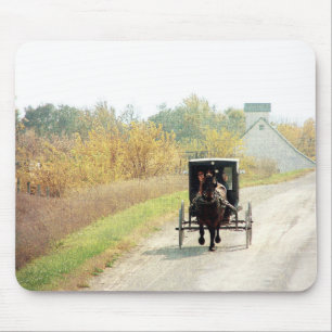 Alfombrilla De Ratón Caballo y buggy Amish de otoño