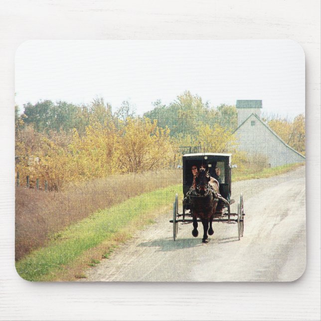 Alfombrilla De Ratón Caballo y buggy Amish de otoño (Frente)