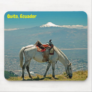 Alfombrilla De Ratón Caballo y volcán, Quito, Ecuador