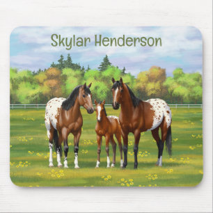 Alfombrilla De Ratón Caballos Appaloosa De La Bahía Marrón En Pastel De