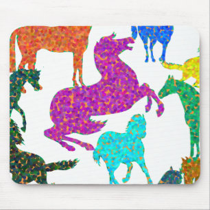 Alfombrilla De Ratón Caballos arco iris - "¡Tonto por caballos!"