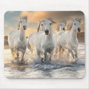 Alfombrilla De Ratón Caballos blancos salvajes