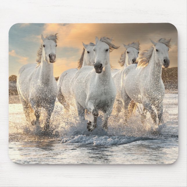 Alfombrilla De Ratón Caballos blancos salvajes (Frente)
