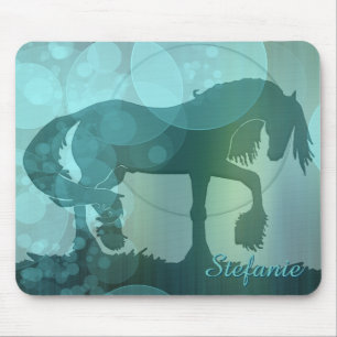 Alfombrilla De Ratón Caballos cardíacos VI (burbujas verde azuladas)