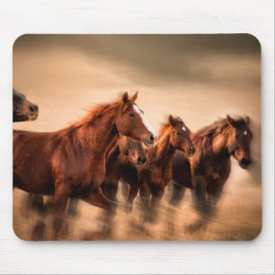Alfombrilla De Ratón Caballos corriendo, desenfoque y crines voladoras