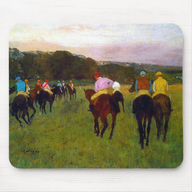 Alfombrilla De Ratón Caballos de carreras Edgar Degas en Longchamp (Frente)
