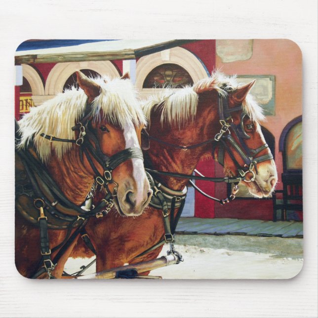 Alfombrilla De Ratón Caballos de la diligencia de la piedra sepulcral (Frente)