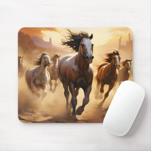 Alfombrilla De Ratón Caballos en el desierto (Con ratón)