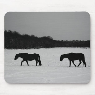 Alfombrilla De Ratón Caballos En El Espectáculo De Nieve