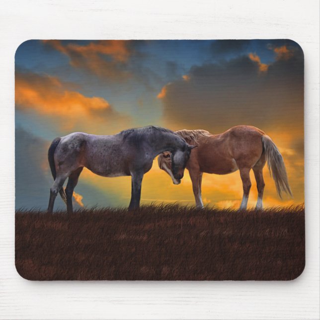 Alfombrilla De Ratón Caballos Hermoso Sunset Surreal Fantasy Country (Frente)