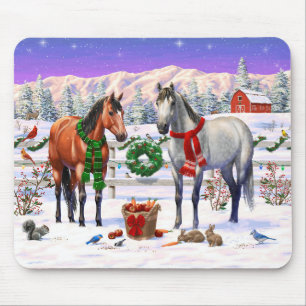 Alfombrilla De Ratón Caballos navidades en nieve