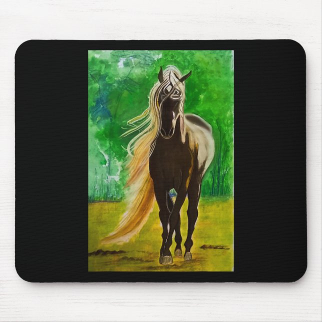 Alfombrilla De Ratón Caballos Rojos Negros Caballos de Caballos Montado (Frente)