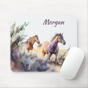 Alfombrilla De Ratón Caballos Salvajes Acuarela Personalizados