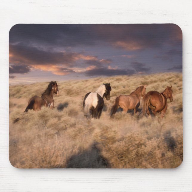 Alfombrilla De Ratón Caballos salvajes corriendo (Frente)