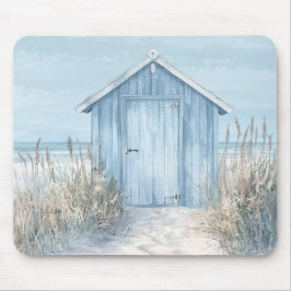ALFOMBRILLA DE RATÓN CABAÑA DE PLAYA AZUL PASTEL JUNTO AL OCÉANO