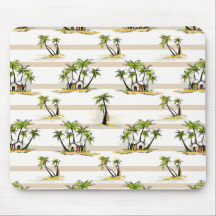 Alfombrilla De Ratón Cabaña y palmas tropicales