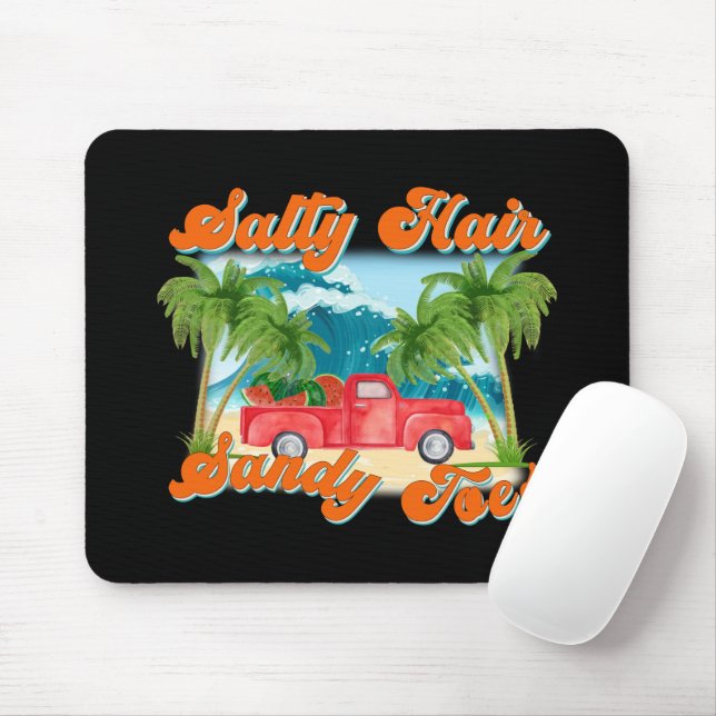 Alfombrilla De Ratón Cabello salado, sandy dedos | Isla Tropical (Con ratón)