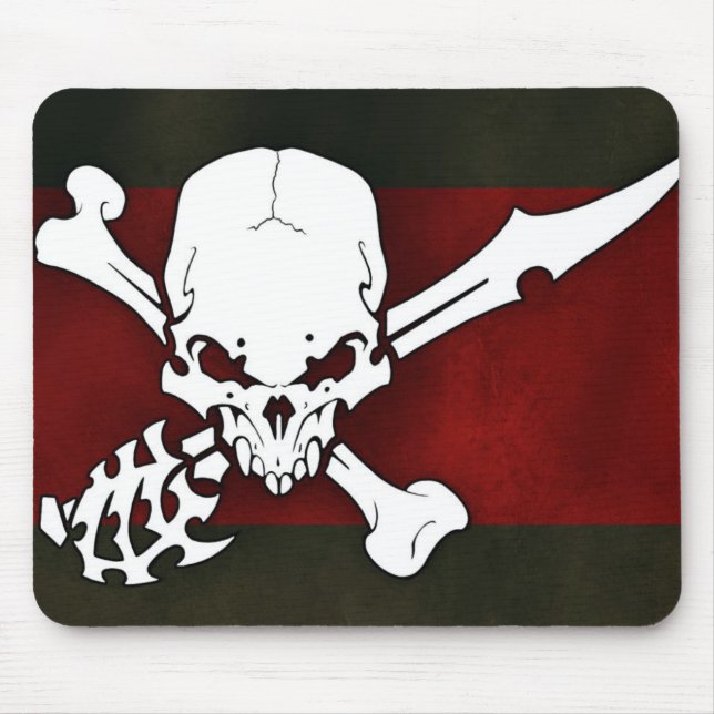 Alfombrilla De Ratón cabeza blanca del cráneo con el fondo cruzado del (Frente)