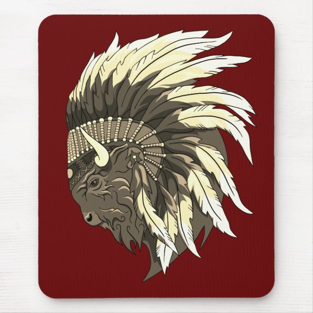 Alfombrilla De Ratón Cabeza de búfalo con dirección alta india (Frente)